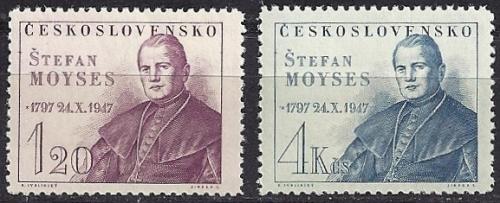 Potov znmky eskoslovensko 1947 tefan Moyses, slovensk biskup Mi# 525-26