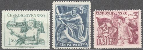 Potov znmky eskoslovensko 1949 IX. sjezd KS Mi# 575-77