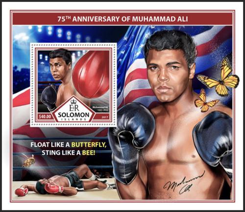Potovn znmka alamounovy ostrovy 2017 Muhammad Ali, box Mi# Block 665 Kat 12