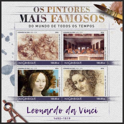 Potov znmky Mozambik 2016 Umenie, Leonardo da Vinci Mi# 8964-67 Kat 22 - zvi obrzok