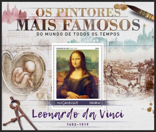 Potov znmka Mozambik 2016 Umenie, Leonardo da Vinci Mi# Block 1233 Kat 20