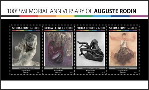 Potov znmky Sierra Leone 2017 Umenie, Auguste Rodin Mi# 8065-68 - zvi obrzok