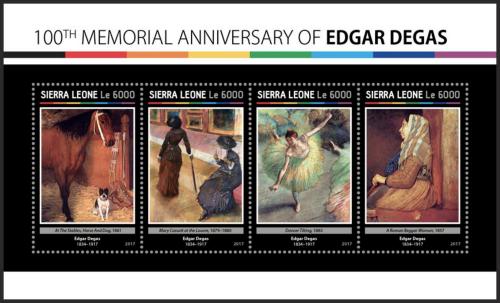 Potov znmky Sierra Leone 2017 Umenie, Edgar Degas Mi# 8070-73 - zvi obrzok