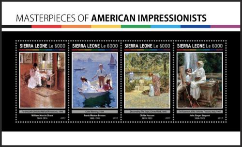 Potov znmky Sierra Leone 2017 Umenie, americk impresionismus Mi# 8085-88 - zvi obrzok