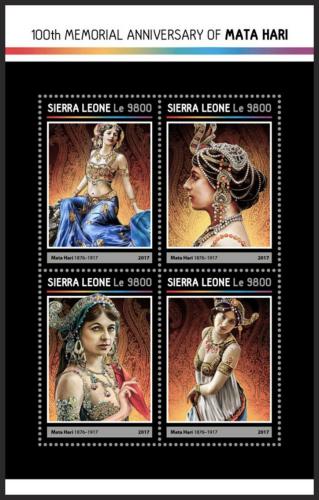 Potov znmky Sierra Leone 2017 Mata Hari, nizozemsk striptrka Mi# 8155-58 Kat 11