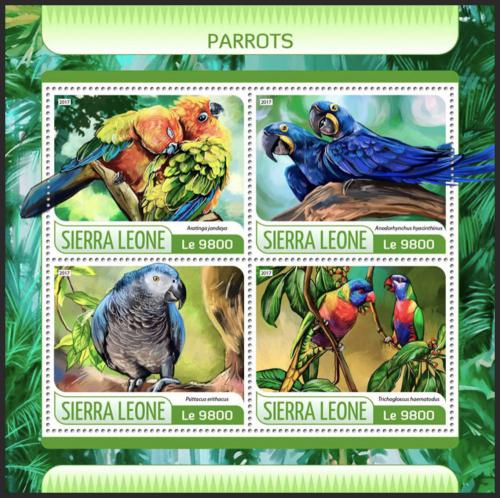 Potov znmky Sierra Leone 2017 Papagje Mi# 8590-93 Kat 11