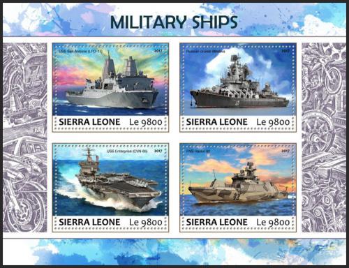 Potov znmky Sierra Leone 2017 Vojensk lode Mi# 8655-58 Kat 11 - zvi obrzok