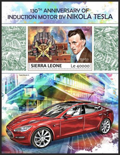 Potov znmka Sierra Leone 2017 Automobily Tesla Mi# Block 1264 Kat 11