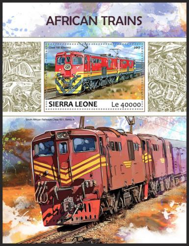Potov znmka Sierra Leone 2017 Africk vlaky Mi# Block 1267 Kat 11 