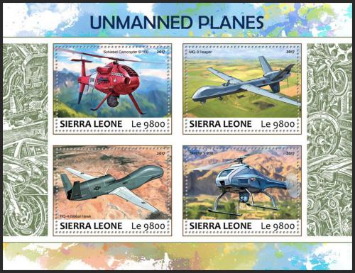Potov znmky Sierra Leone 2017 Bezpilotn letadla Mi# 8710-13 Kat 11