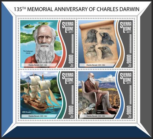 Potov znmky Sierra Leone 2017 Charles Darwin Mi# 8765-68 Kat 11 - zvi obrzok