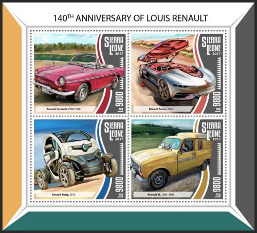 Potov znmky Sierra Leone 2017 Louis Renault Mi# 8775-78 Kat 11