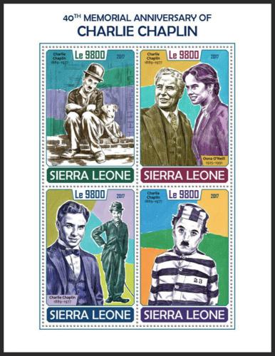 Potov znmky Sierra Leone 2017 Charlie Chaplin Mi# 8940-43 Kat 11 - zvi obrzok