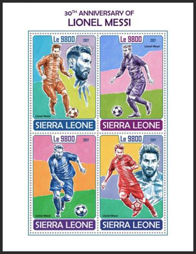 Potov znmky Sierra Leone 2017 Lionel Messi, futbal Mi# 8955-58 Kat 11 - zvi obrzok