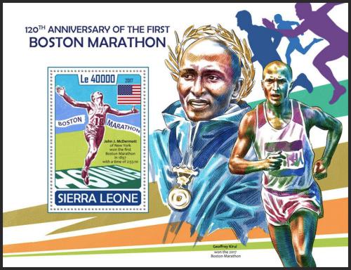 Potov znmka Sierra Leone 2017 Bostonsk maraton Mi# Block 1324 Kat 11