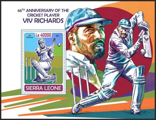 Potov znmka Sierra Leone 2017 Viv Richards, kriket Mi# Block 1325 Kat 11