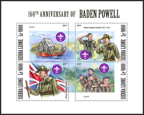 Potov znmky Sierra Leone 2017 Robert Baden-Powell Mi# 9050-53 Kat 11 - zvi obrzok