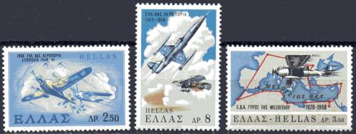 Potov znmky Grcko 1968 Krovsk letectvo Mi# 992-94