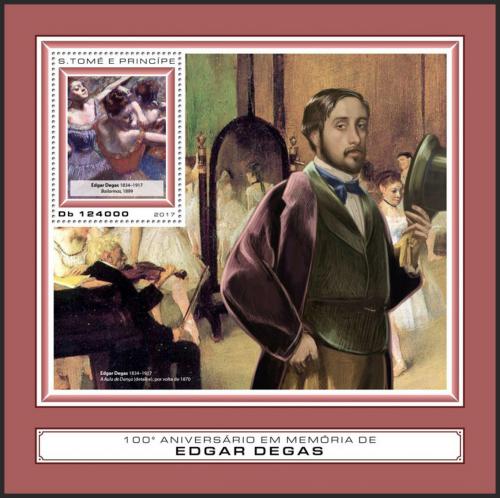 Potov znmka Svt Tom 2017 Umenie, Edgar Degas Mi# Block 1314 Kat 12 - zvi obrzok