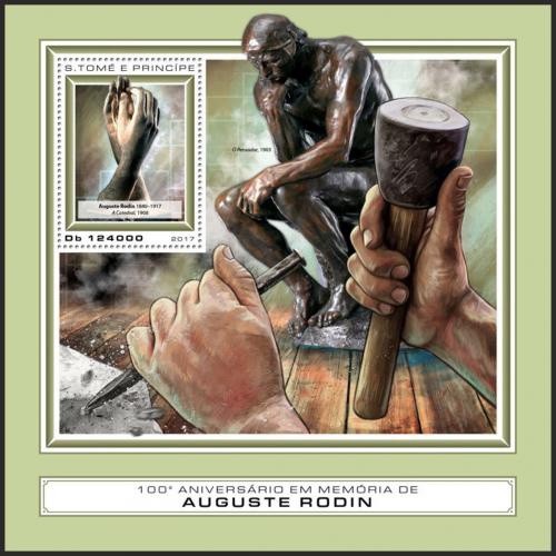 Potov znmka Svt Tom 2017 Umenie, Auguste Rodin Mi# Block 1316 Kat 12