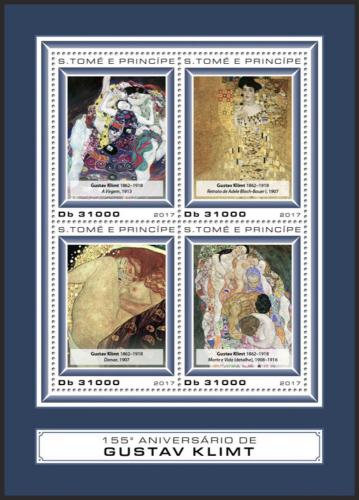 Potov znmky Svt Tom 2017 Umenie, Gustav Klimt Mi# 7343-46 Kat 12 - zvi obrzok