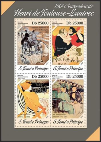 Potov znmky Svt Tom 2014 Umenie, Toulouse-Lautrec Mi# 5479-82 Kat 10 - zvi obrzok