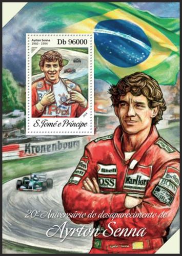 Potov znmka Svt Tom 2014 Ayrton Senna, Formule 1 Mi# Block 969 Kat 10 - zvi obrzok
