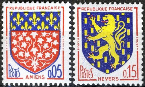 Potov znmky Franczsko 1962 Znaky mst Mi# 1406-07