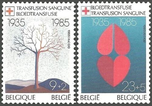 Potov znmky Belgicko 1985 Transfuze krve Mi# 2213-14