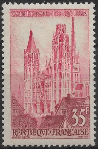 Potov znmka Franczsko 1957 Katedrla v Rouen Mi# 1164 
