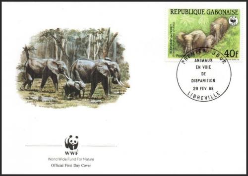 FDC Gabon 1988 Slon pralesn, WWF 061 Mi# 1010