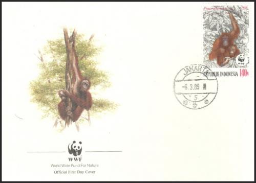 FDC Indonzia 1989 Orangutan bornejsk, WWF 079 Mi# 1293
