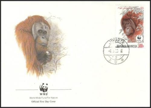 FDC Indonzia 1989 Orangutan bornejsk, WWF 079 Mi# 1294 Kat 16 