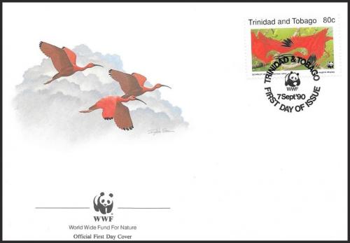 FDC Trinidad a Tobago 1990 Ibis rud, WWF 101 Mi# 597