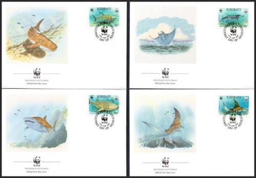 FDC Kiribati 1991 Morsk fauna, WWF 105 Mi# 566-69
