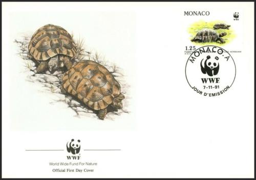 FDC Monako 1991 Korytnaka zelenav, WWF 121 Mi# 2046