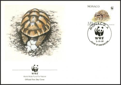 FDC Monako 1991 Korytnaka zelenav, WWF 121 Mi# 2048