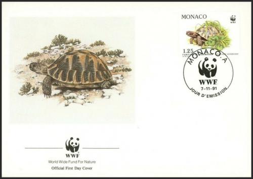 FDC Monako 1991 Korytnaka zelenav, WWF 121 Mi# 2049