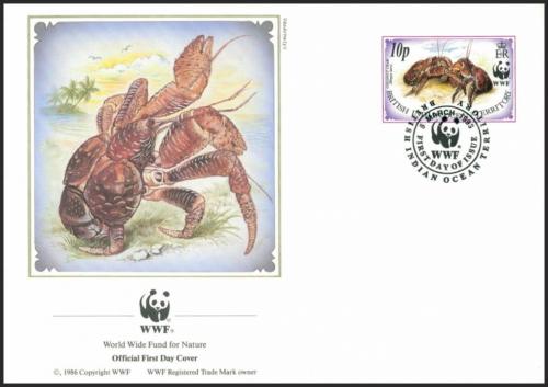 FDC Britsk zemie v Indickm ocenu 1993 Krab palmov, WWF 138 Mi# 132