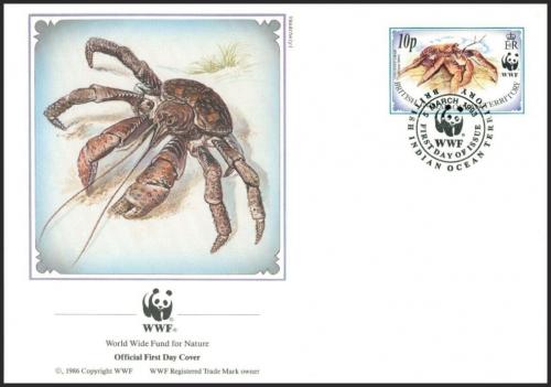FDC Britsk zemie v Indickm ocenu 1993 Krab palmov, WWF 138 Mi# 133