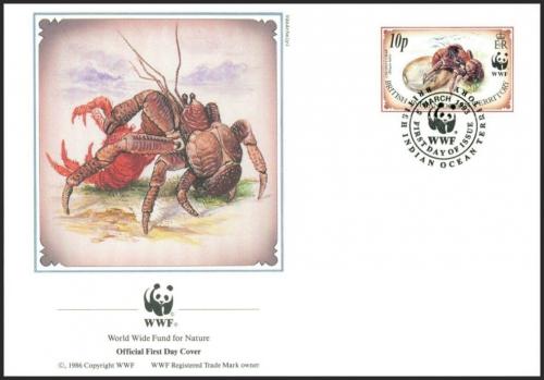 FDC Britsk zemie v Indickm ocenu 1993 Krab palmov, WWF 138 Mi# 134