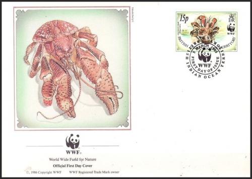 FDC Britsk zemie v Indickm ocenu 1993 Krab palmov, WWF 138 Mi# 135