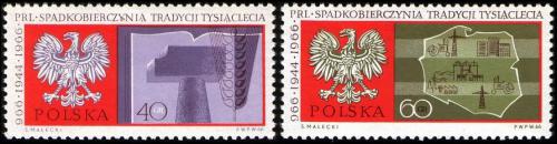 Potov znmky Posko 1966 Vznik Polska, 1000. vroie Mi# 1738-39