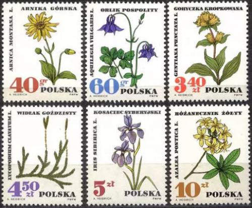 Potov znmky Posko 1967 Lieiv rastliny Mi# 1770-75