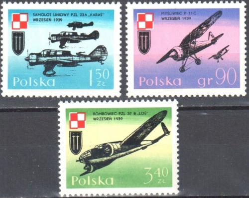 Potov znmky Posko 1971 Vojnov lietadla Mi# 2119-21