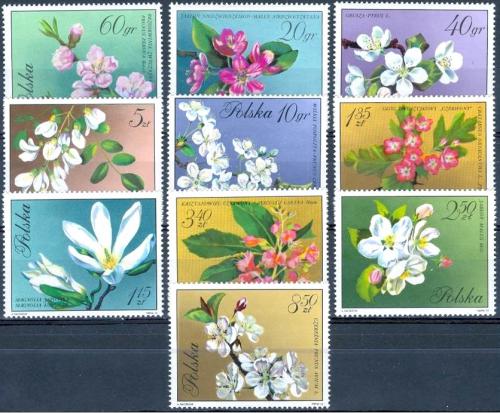 Potovn znmky Polsko 1971 Kvty strom Mi# 2132-41