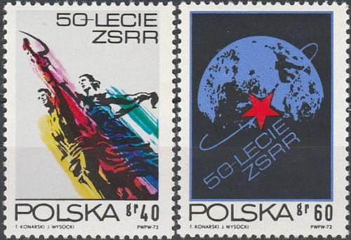 Potov znmky Posko 1972 Vznik SSSR, 50. vroie Mi# 2212-13