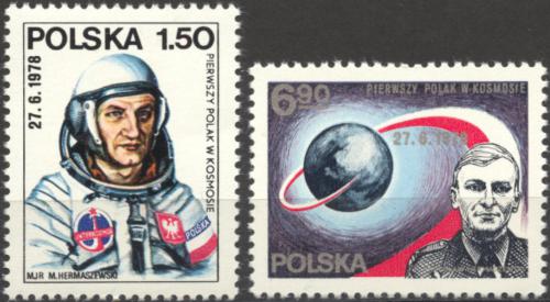 Potov znmky Posko 1978 Mirosaw Hermaszewski, polsk kozmonaut Mi# 2563-64