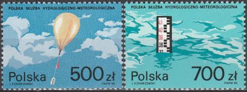 Potov znmky Posko 1990 Polsk meteorologick sluba Mi# 3275-76