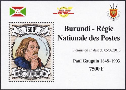 Potov znmka Burundi 2013 Umenie, Paul Gauguin DELUXE Mi# 3082 Block